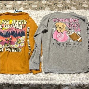 Simply Southern Long  Sleeve Tees - Mustard and Gray